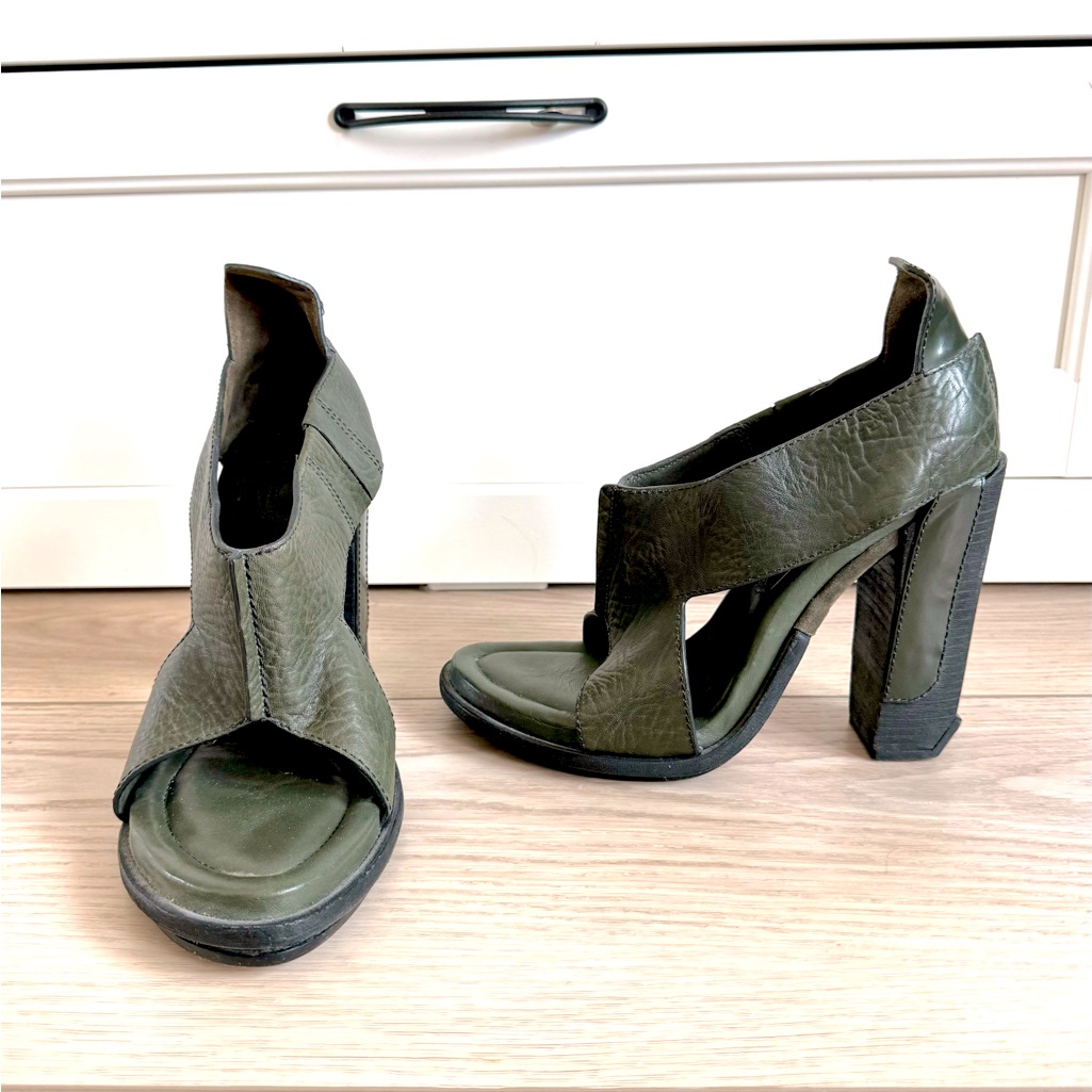 Alexander Wang ‘Iman’ Dark Green Heeled Leather High Heel Sandal | Eu 40 / Us 10